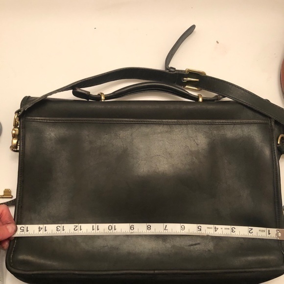 Coach vintage black leather briefcase laptop bag - Picture 2 of 16